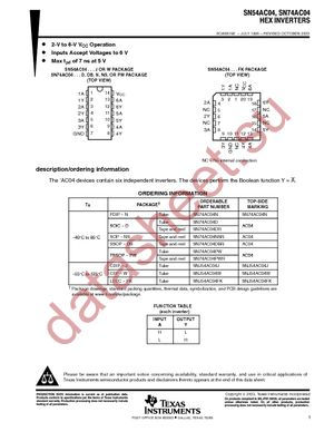 SN74AC04PWRE4 datasheet  